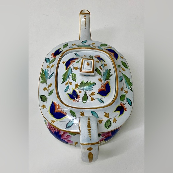 19th Century Antique Gaudy Dutch Grape Pattern Hand Painted Teapot - Picture 9 of 16